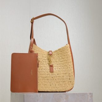 YSL Raffia and Leather Shoulder Bag