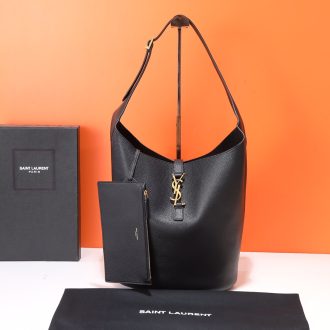 YSL Saint Laurent Black Leather Hobo Bag