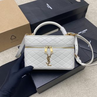 YSL Quilted White Leather Handbag