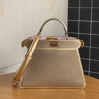 Fendi Peekaboo Gold Metallic Handbag