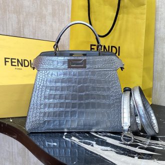 Fendi Crocodile Embossed Leather Handbag
