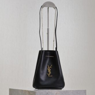 YSL Black Leather Bucket Bag
