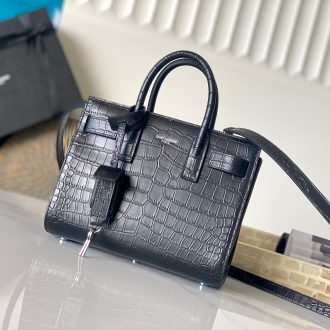 YSL Crocodile-Embossed Leather Bag