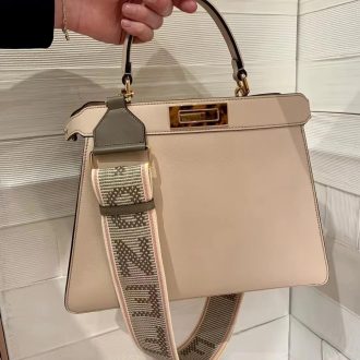 Fendi Elegant Beige Leather Handbag