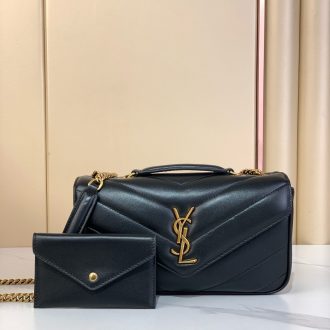 YSL Leather Shoulder Bag and Wallet Set