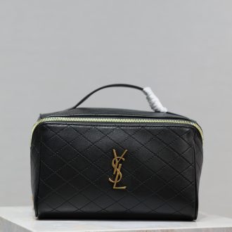 YSL Quilted Black Leather Toiletry Bag