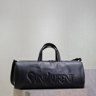 YSL Saint Laurent Black Leather Duffle Bag