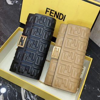 Fendi Embossed Leather Wallet on Chain