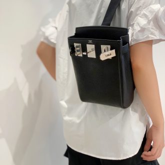 Hermes Black Leather Crossbody Bag