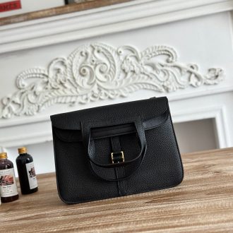 Hermes Black Leather Clutch Bag