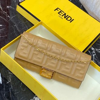 Fendi Quilted Leather Clutch with Chain Strap