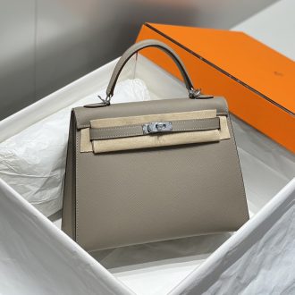 Hermes Elegant Taupe Leather Handbag