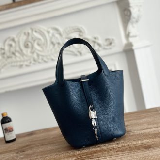 Hermes Hermès Blue Clemence Picotin Lock Bag