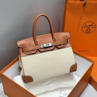 Hermes Hermès Canvas and Leather Birkin Bag