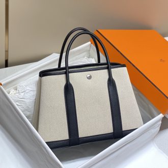 Hermes Canvas and Leather Tote Bag