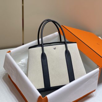 Hermes Hermès Canvas and Leather Tote Bag