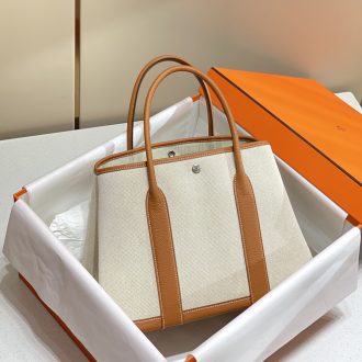 Hermes Canvas and Leather Tote Bag