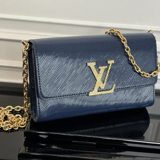 Louis Vuitton Navy Leather Chain Shoulder Bag