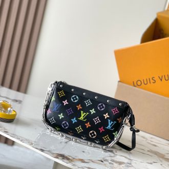 Louis Vuitton Multicolor Monogram Black Leather Clutch