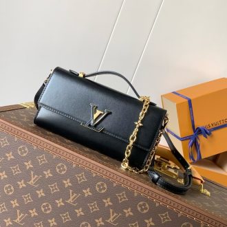 Louis Vuitton Black Leather Chain Bag