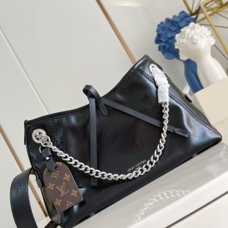 Louis Vuitton Sleek Black Leather Handbag