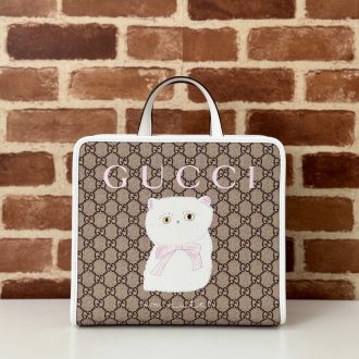 GUCCI Monogram Cat Print Tote Bag