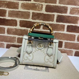 Gucci Bamboo Handle Monogram Leather Handbag