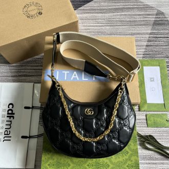 Gucci Black Leather Chain Shoulder Bag