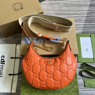 Gucci GG Pattern Orange Leather Shoulder Bag