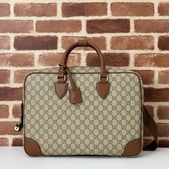 Gucci Monogram Canvas Leather Trim Briefcase