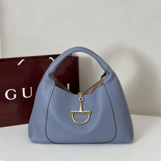 Gucci Blue Leather Hobo Shoulder Bag
