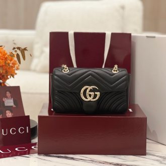 Gucci GG Marmont Black Leather Shoulder Bag