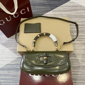 Gucci Bamboo Handle Leather Shoulder Bag