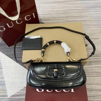 Gucci Bamboo Handle Leather Shoulder Bag