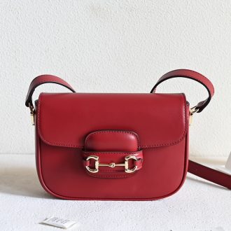 Gucci Red Leather Horsebit Shoulder Bag