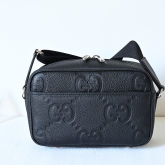 Gucci Black Leather Embossed Shoulder Bag