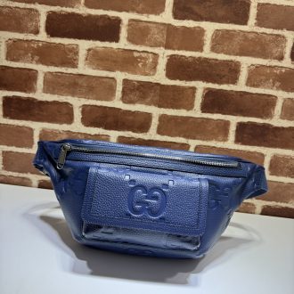 Gucci Blue Leather Embossed Belt Bag