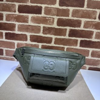 Gucci Green Embossed Leather Belt Bag