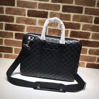Gucci Black Embossed Laptop Bag