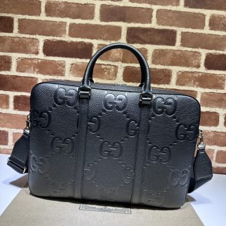 Black Leather Embossed Briefcase