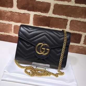 Gucci GG Marmont Matelassé Black Leather Shoulder Bag