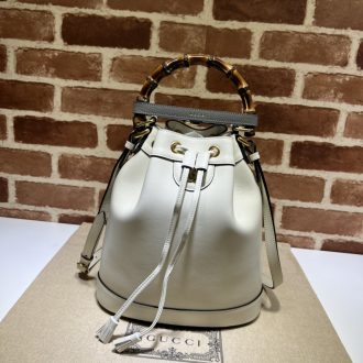Gucci Bamboo Handle Leather Bucket Bag
