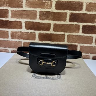 Gucci Black Leather Horsebit Belt Bag