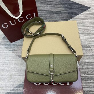 Gucci Olive Leather Shoulder Bag