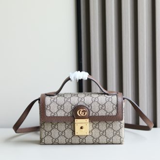 Gucci Monogram Leather Trim Handbag