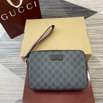 Gucci Monogram Canvas Wristlet Pouch