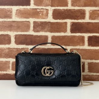 Gucci Black Monogram Leather Shoulder Bag