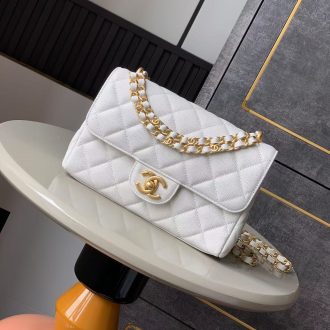Chanel Quilted White Leather Shoulder Bag