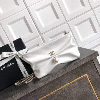 Chanel Pearl Accent Leather Clutch