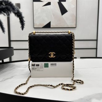 Chanel Quilted Black Leather Chain Shoulder Bag